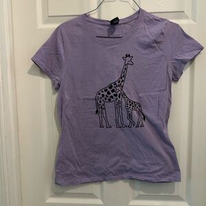 Hanes Lavender Giraffe Print Kids Tee